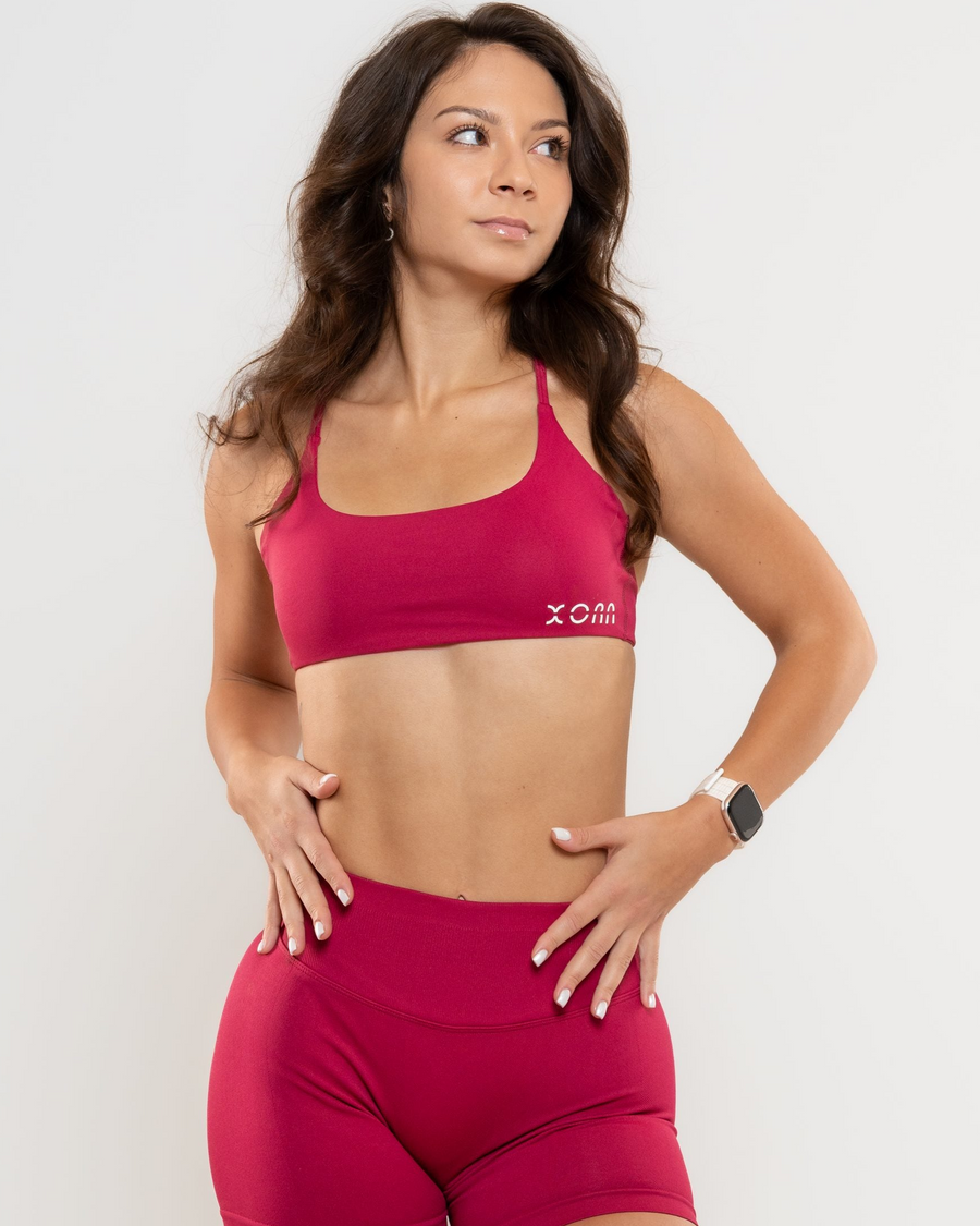 XORA Sculpt twist top u ciklama boji za trening, pogled s prednje strane